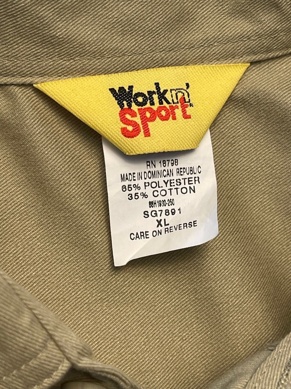 Work N' Sport Men's XL Short Sleeve Button Down Work Shirt Khaki Tan NWOT